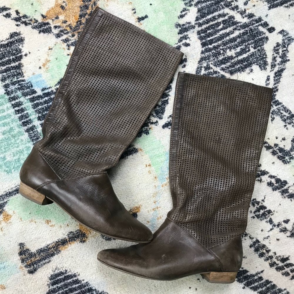 Bos. & Co. Brown Leather Mesh Boots